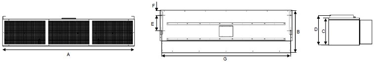 AB Series electric air curtain dimensions