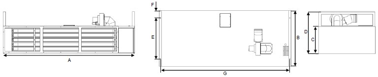 AB Series gas air curtain dimensions
