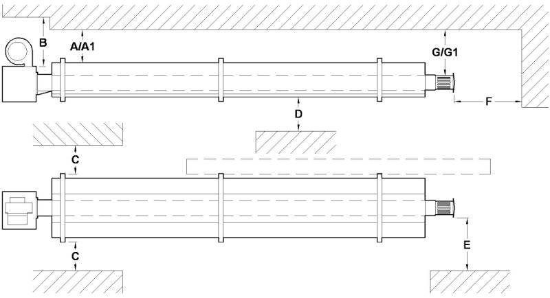 Gas heaters VSLI and VSLF clearance distances to combustible surfaces