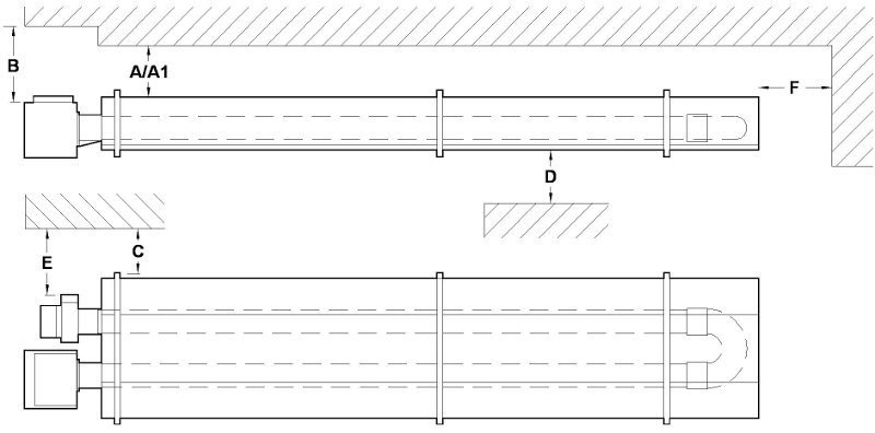 Gas heaters VSUT clearance distances to combustible surfaces