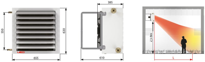 Water heater LEO EX dimensions